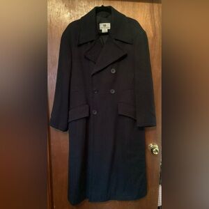 Dries Van Noten Navy Double-Breasted Wool Coat